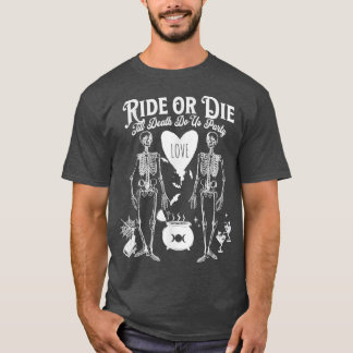 Camiseta Bride or Die Gothic Witchy Halloween Bachelorette 