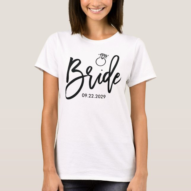 Camiseta Bride Shirt For Bachelorette Party With Date (Frente)