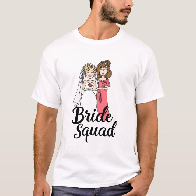 Camiseta Bride Squad - Cartoon Wedding T-Shirt (Frente)