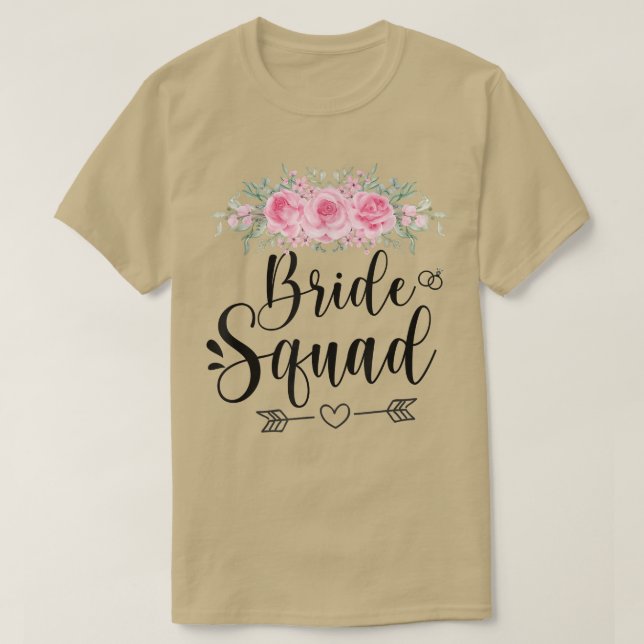 Camiseta Bride Squad Wedding Party Floral Flower  (Frente do Design)