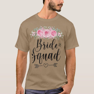 Camiseta Bride Squad Wedding Party Floral Flower 