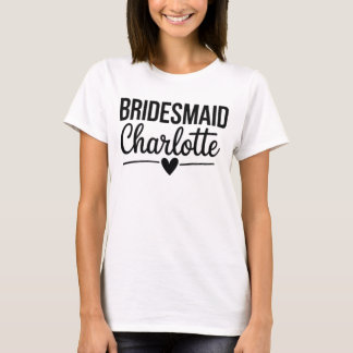 Camiseta Bridesmaid Charlotte,Personalized Bridal Party