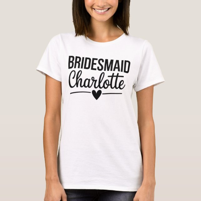 Camiseta Bridesmaid Charlotte,Personalized Bridal Party (Frente)
