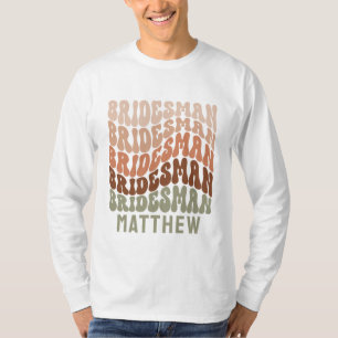 Camiseta Bridesman faz retrato moderno verde-castanho dos a