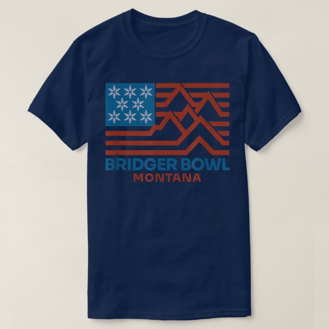 Camiseta Bridger Bowl Montana Ski Snowboard Snow Mountain  (Frente do Design)
