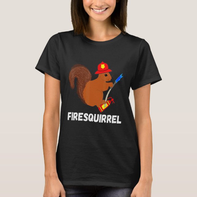 Camiseta Brigada de Incêndio, Sweet Squirrel Rodent Fireman (Frente)