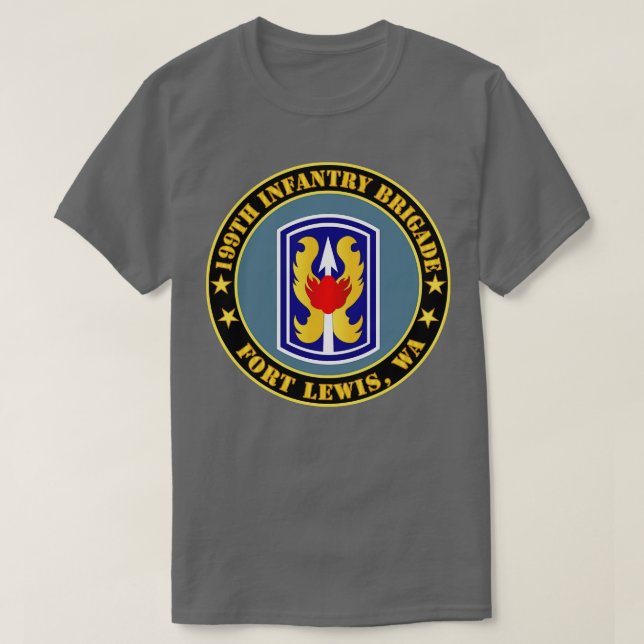 Camiseta Brigada de Infantaria Veteran SSI Ft Lewis WA X (Frente do Design)