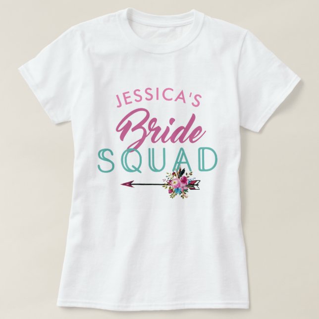 Camiseta Brigada de Noivos de Bridesmaids Personalizados (Frente do Design)