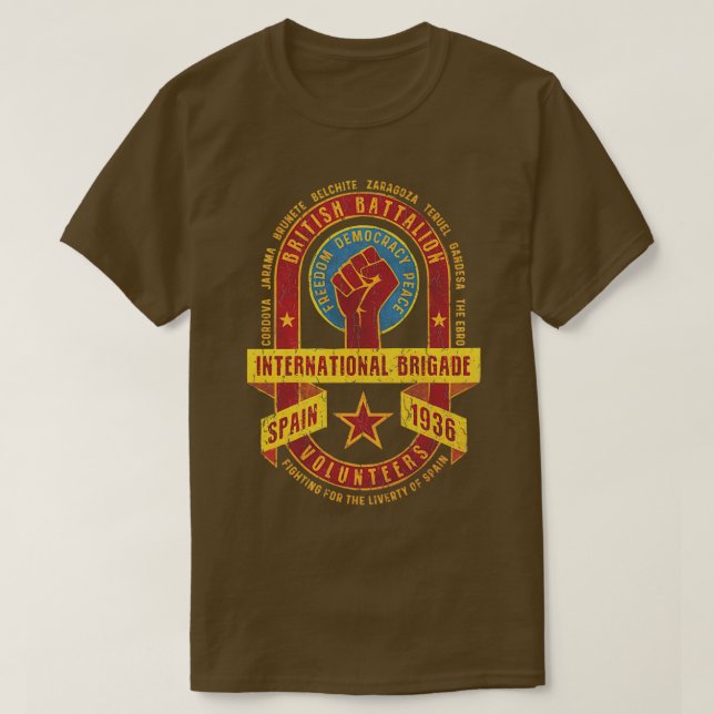 Camiseta Brigada Internacional Batalhão Britânico (Frente do Design)