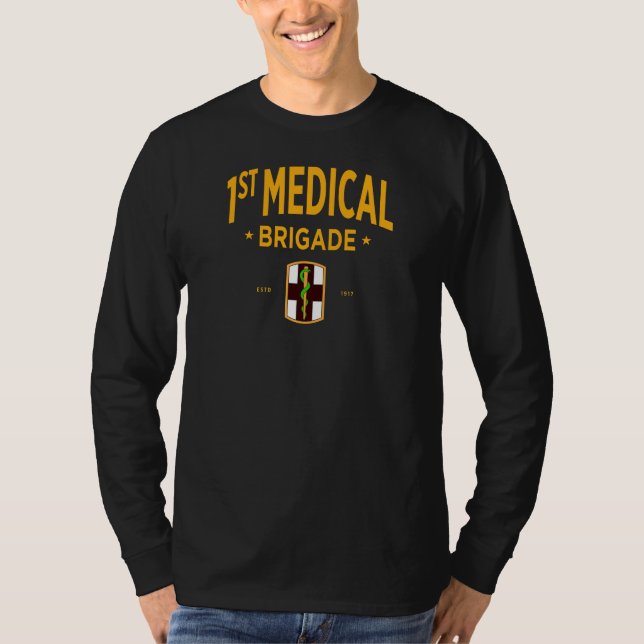Camiseta Brigada Médica de 1ruas - Força Militar dos EUA (Frente)