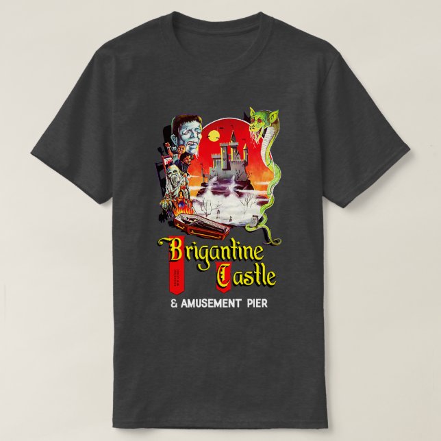 Camiseta Brigantine Castle Amusement Pier Haunted House NJ (Frente do Design)