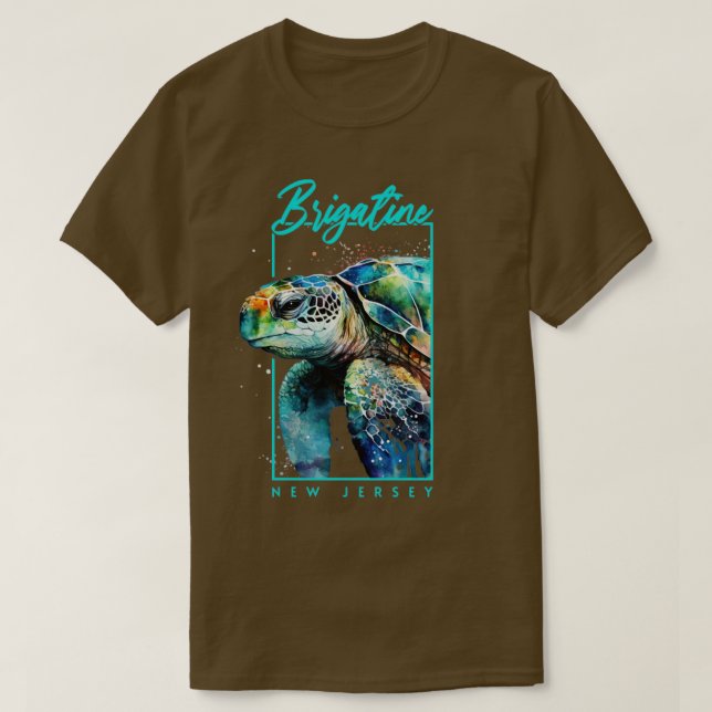 Camiseta Brigatine New Jersey Watercolor Sea Turtle Portrai (Frente do Design)