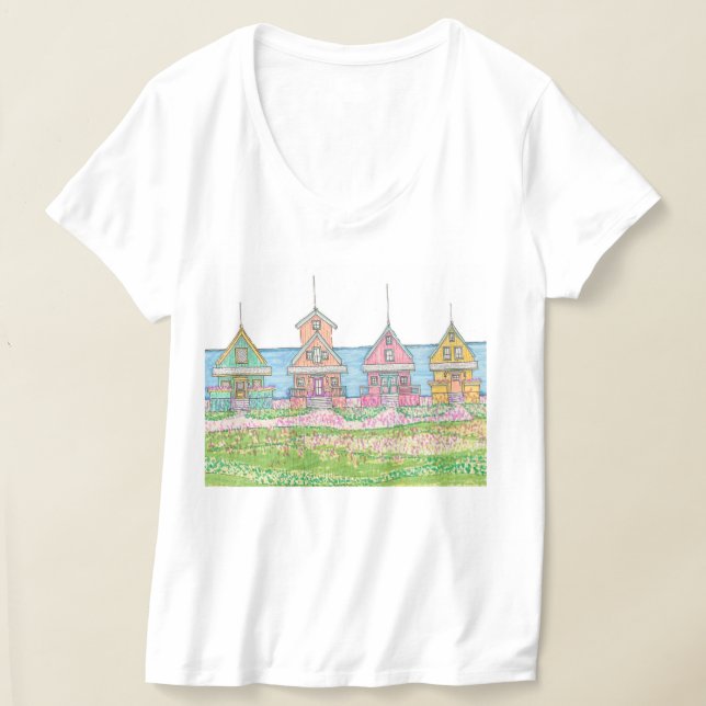 Camiseta Bright Beach Cottage Vneck Tshirt (Postura )