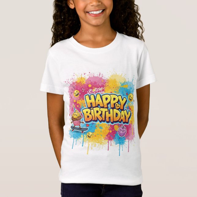Camiseta Bright Birthday por Natasha Us (Frente)