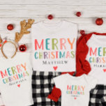 Camiseta Bright Colorful Felry Christmas Matching Family<br><div class="desc">Esta camisa simples e divertida de adultos Feliz Natal traz um lugar para você adicionar um nome,  com "Feliz Natal" em tipografia brilhante colorida. Disponível em todos os tamanhos,  para o design perfeito para suas camisas de Natal da família.</div>