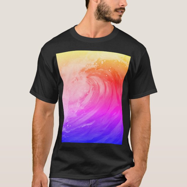 Camiseta bright rainbow poster depicting a faint wave (Frente)