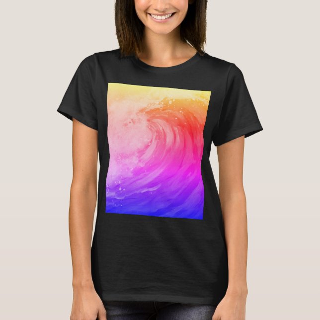 Camiseta bright rainbow poster depicting a faint wave (Frente)