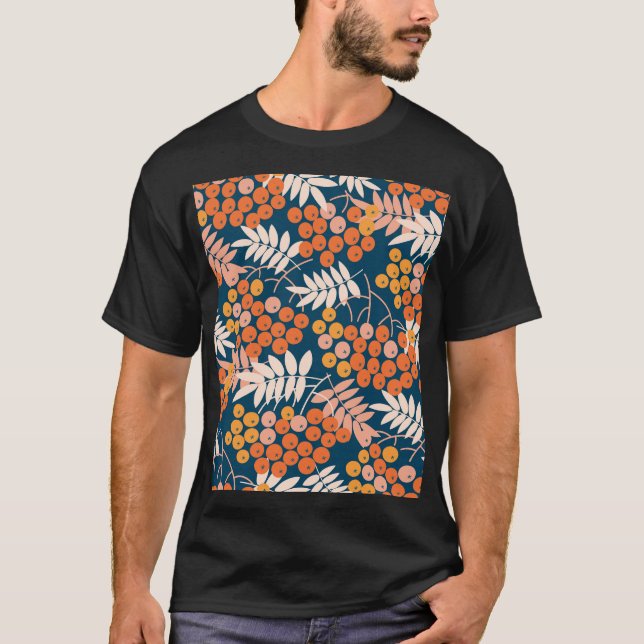 Camiseta Bright Rowanberry Autumn Seamless Design (Frente)