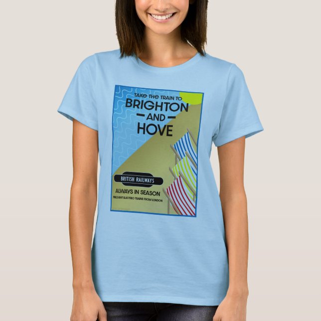 Camiseta Brighton E Hove Train Viagem Beach Art (Frente)