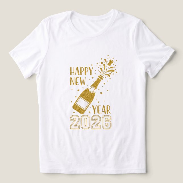 Camiseta Brilhante Ano Novo 2026 para Mulheres (Design frontal)