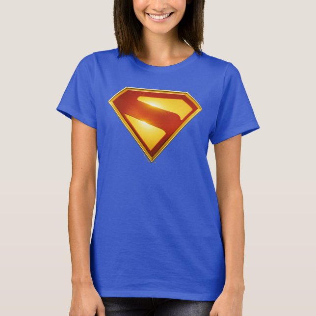 Camiseta Brilhante da blindagem S do Ouro Superman (Frente)