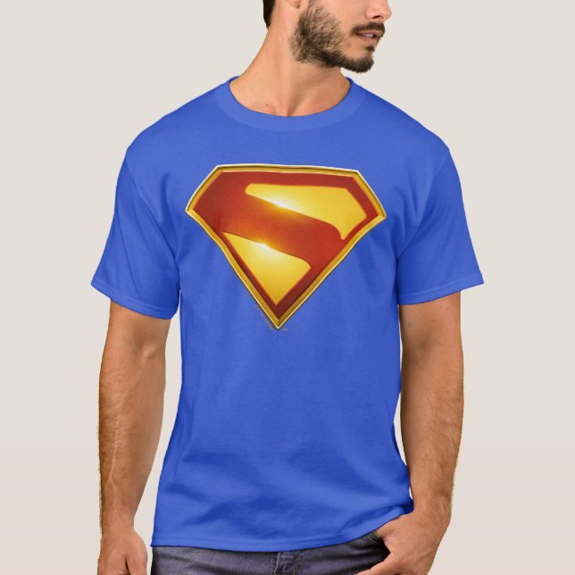 Camiseta Brilhante da blindagem S do Ouro Superman (Frente)