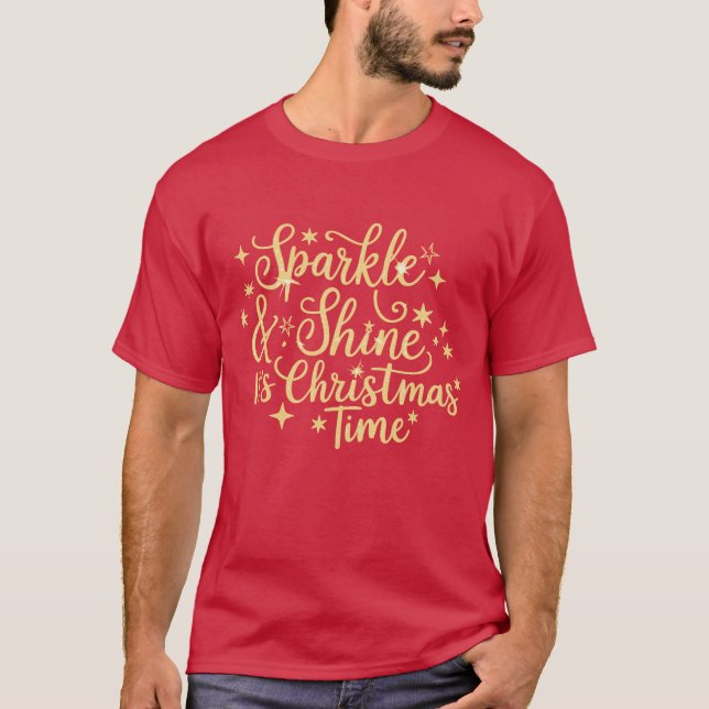 Camiseta Brilhante e Brilhante É o Natal Glitter Xmas (Frente)