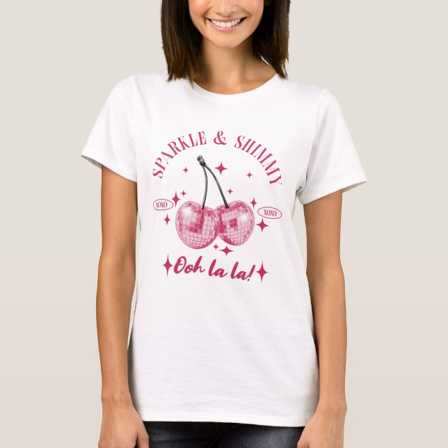 Camiseta Brilho Cereja Disco Rosa (Frente)