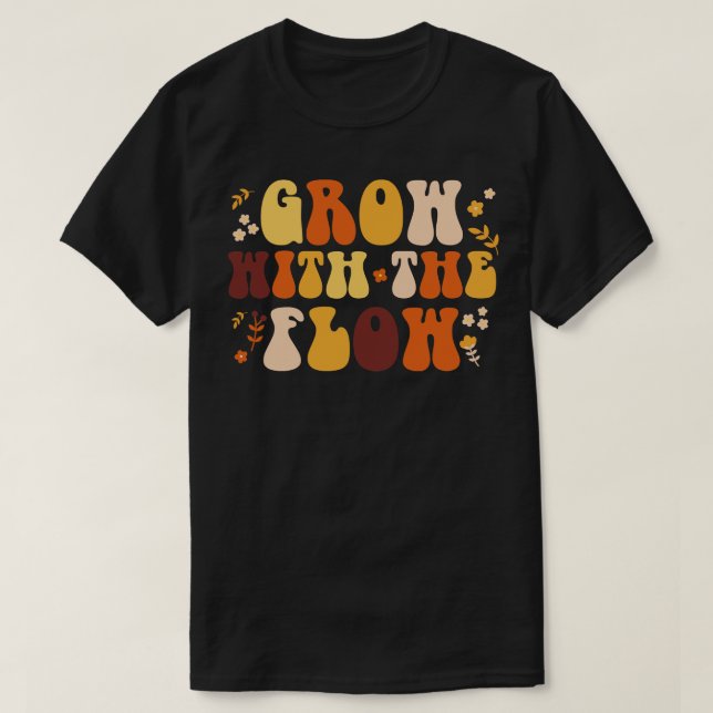 Camiseta Brilho Com O Fluxo Retro Floral Para A Saúde Menta (Frente do Design)