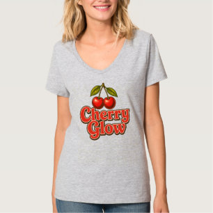 Camiseta Brilho de Cereja Retro Gráfico de Cereja Vintage