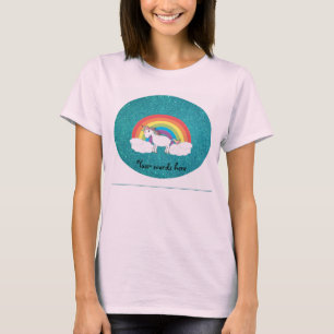 Camiseta Brilho de turquesa do unicórnio do arco-íris