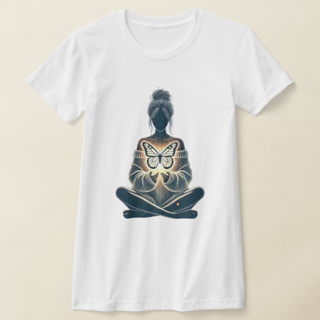 Camiseta Brilho do Coração & Serenidade da Borboleta (Postura )