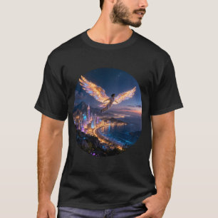 Camiseta Brilho dourado sobre a civilização noturna
