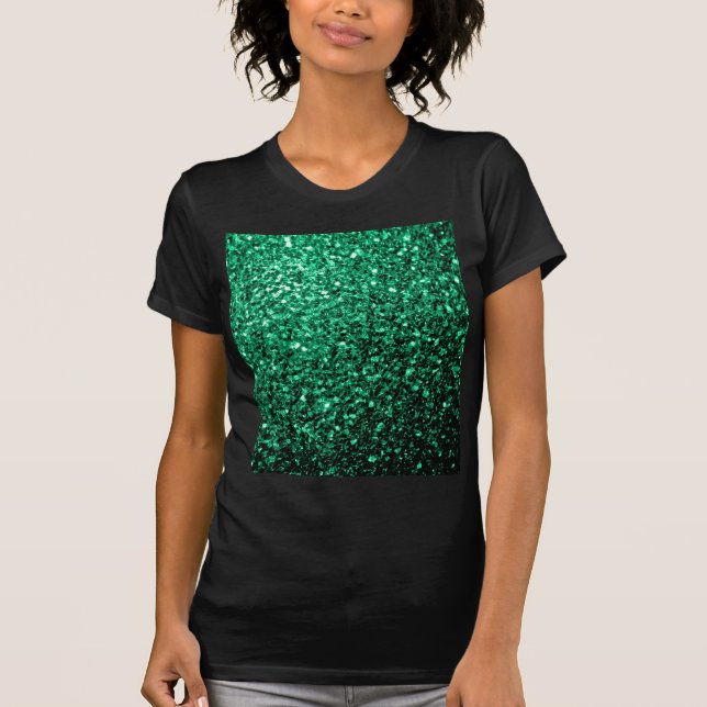 Camiseta Brilho falso esmeralda verde (Frente)