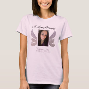Camiseta Brilho Funeral Memorial Enterro Brilho Asa Rosa