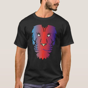 Camiseta Brilho legal na Cabeça do Leão Colorido