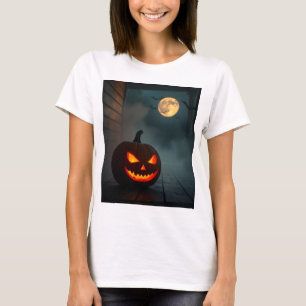 Camiseta Brilho Realista de Abóbora – Visual Assustador e I