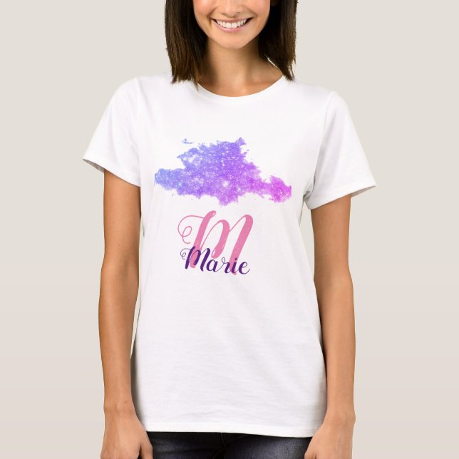 Camiseta brilho roxo simples e personalizado adicionar seu  (Frente)