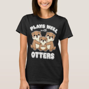 Camiseta Brinca Bem com Família de Lontras Fofas