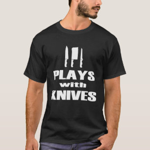 Camiseta Brinca Com Facas Chef Cozinhando Cozinheiro Padeir
