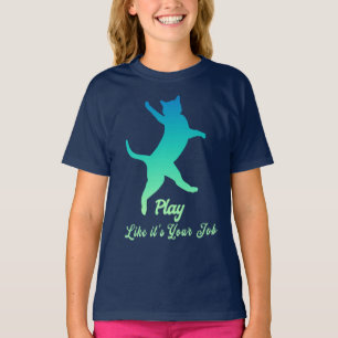 Camiseta Brincadeira de Gato, Turquesa, Brincar como se fos