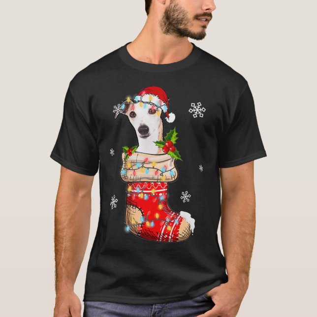 Camiseta Brincadeira Engraçada No Cachorro De Natal Da Meia (Frente)