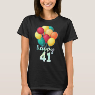 Camiseta Brincadeira Feliz Balões Coloridos de 41 Anos Nasc