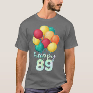 Camiseta Brincadeira Feliz Balões Coloridos de 89 Anos 89º