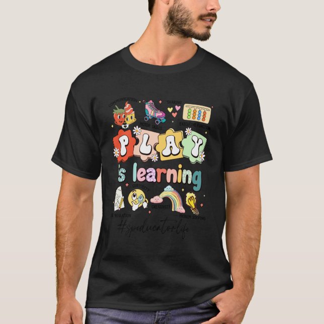 Camiseta Brincadeira Fofa é Aprender Professora de Educação (Frente)
