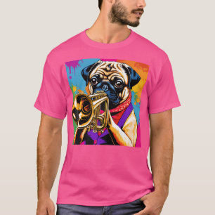 Camiseta Brincadeira Jogando Trompete Pop Art Jazz