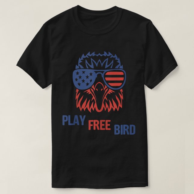 Camiseta Brincadeira Patriótica Águia Livre 4 De Julho (Frente do Design)