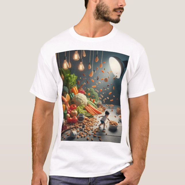 Camiseta "Brincando com Frutas e vegetais" (Frente)