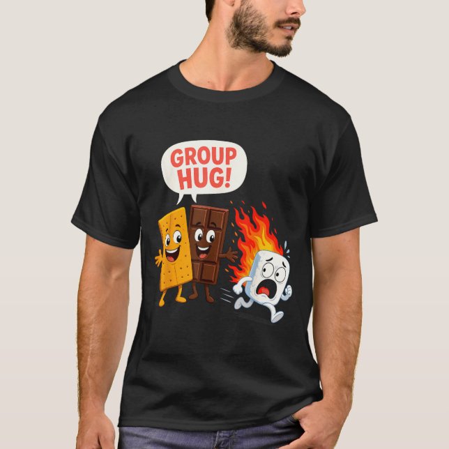 Camiseta Brincando com marshmallow de s'mores  (Frente)