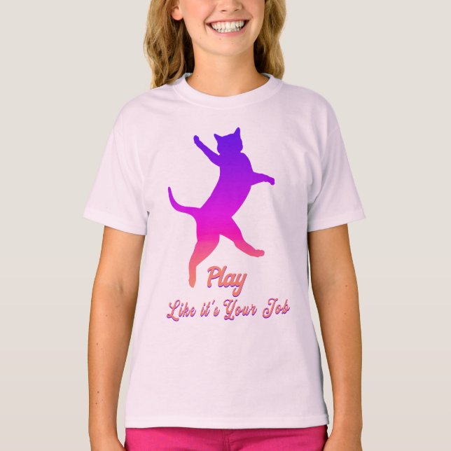 Camiseta Brincando de Gato, Rosa Profundo, Brincar como se  (Frente)